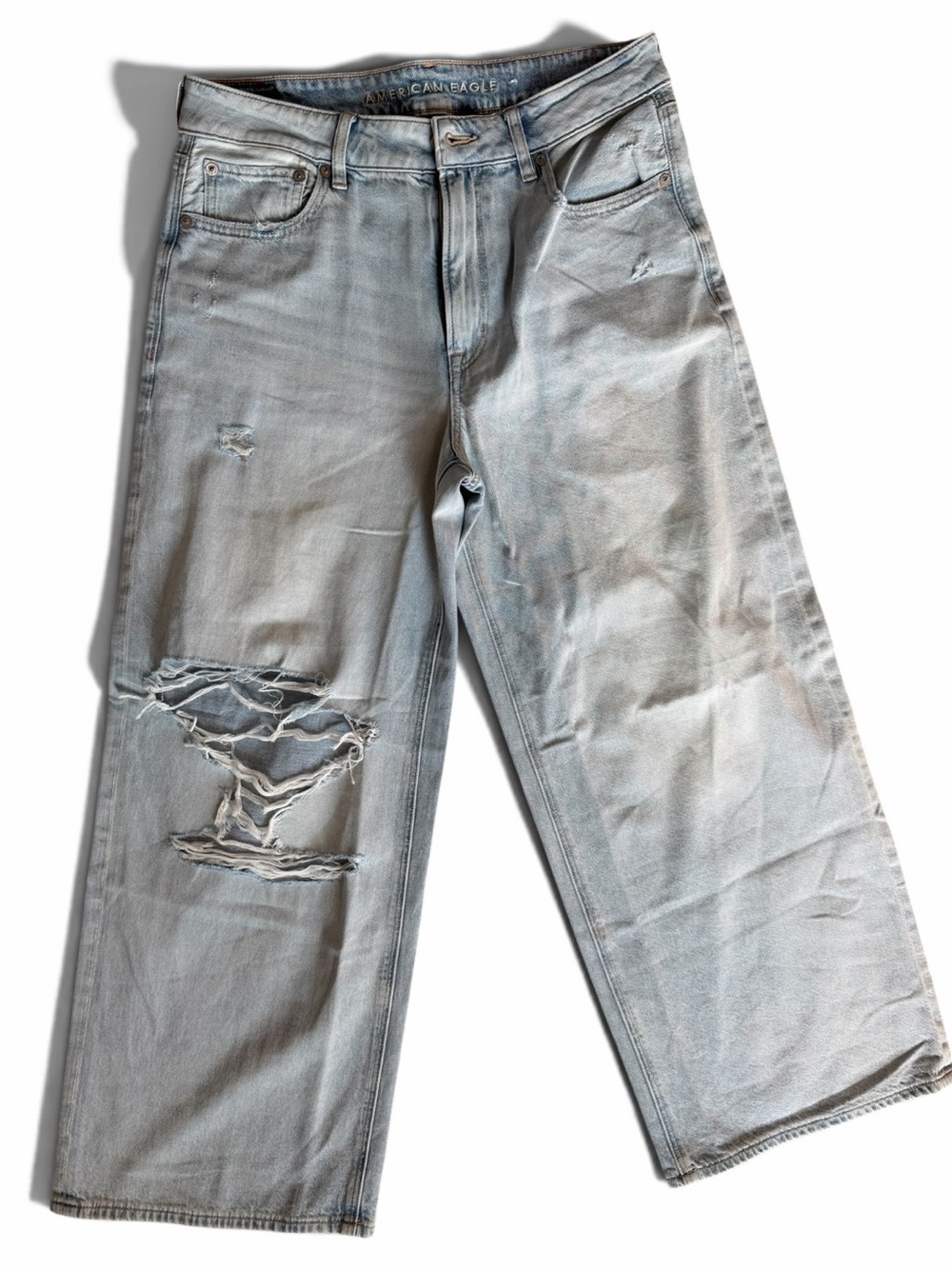 American Eagle Outfitters Light Blue Men's Relaxed Distressed Jeans